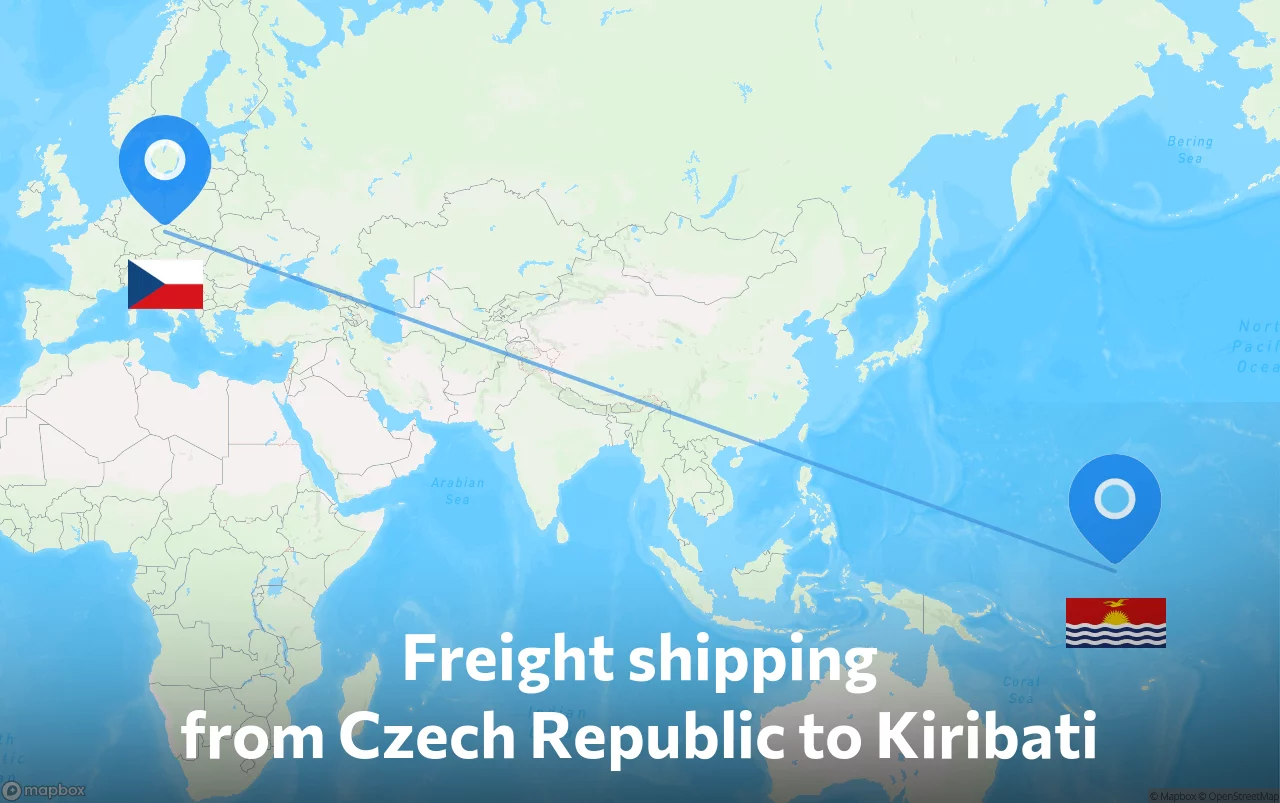 Shipping route from Czech Republic to Kiribati