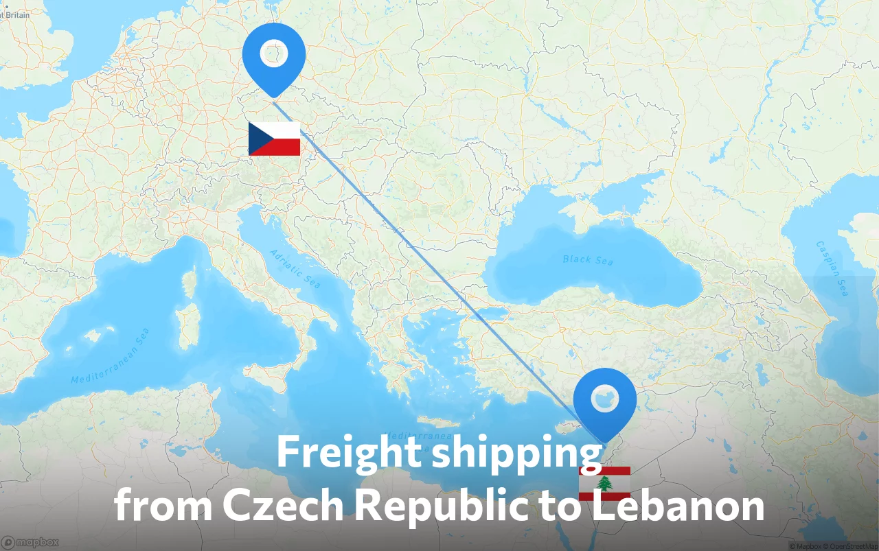 Shipping route from Czech Republic to Lebanon