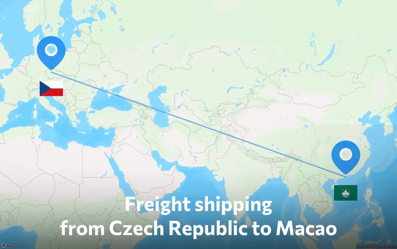 Shipping route from Czech Republic to Macao