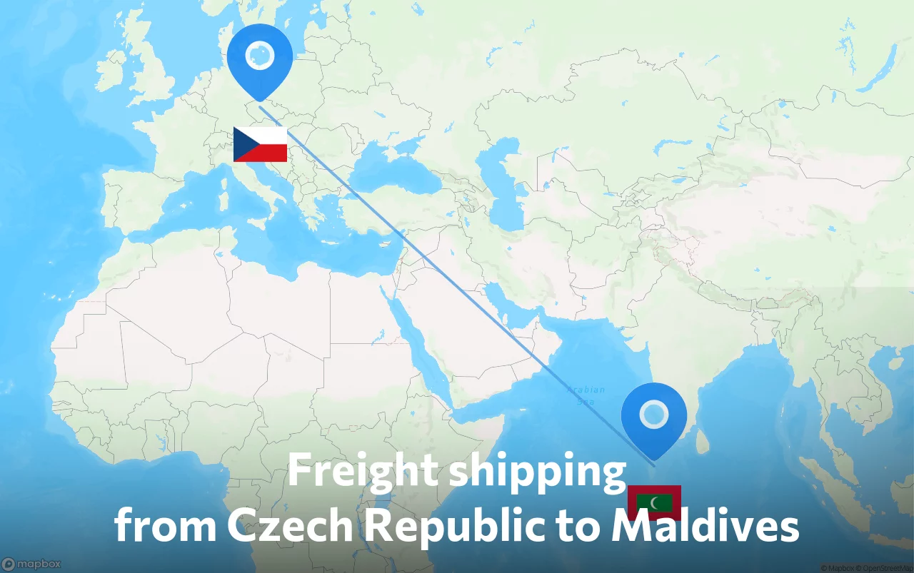 Shipping route from Czech Republic to Maldives