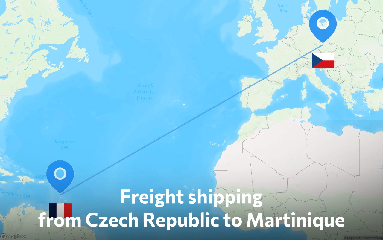 Shipping route from Czech Republic to Martinique