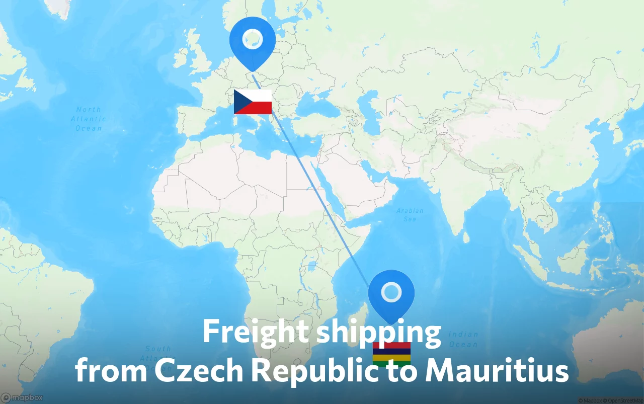 Shipping route from Czech Republic to Mauritius