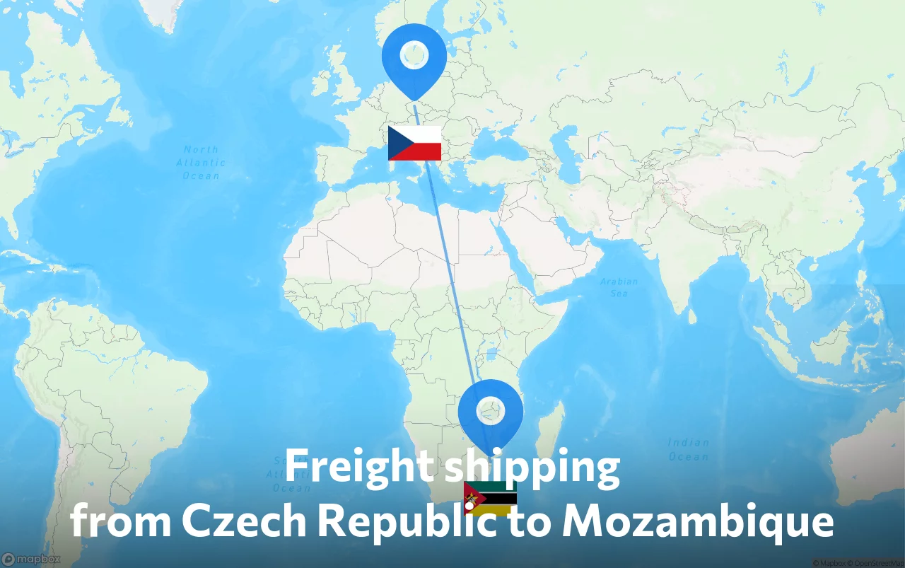 Shipping route from Czech Republic to Mozambique