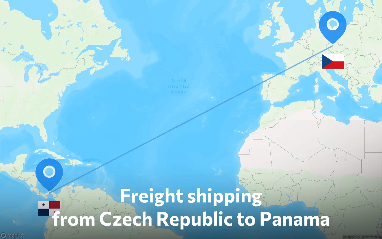 Shipping route from Czech Republic to Panama