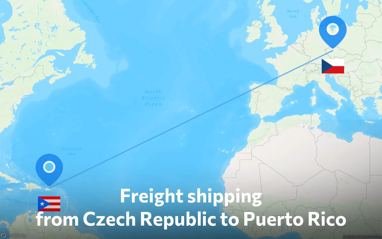 Shipping route from Czech Republic to Puerto Rico