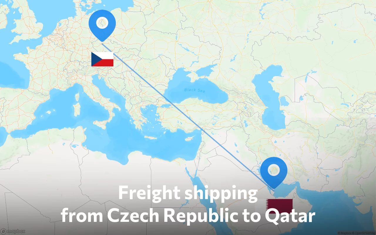 Shipping route from Czech Republic to Qatar