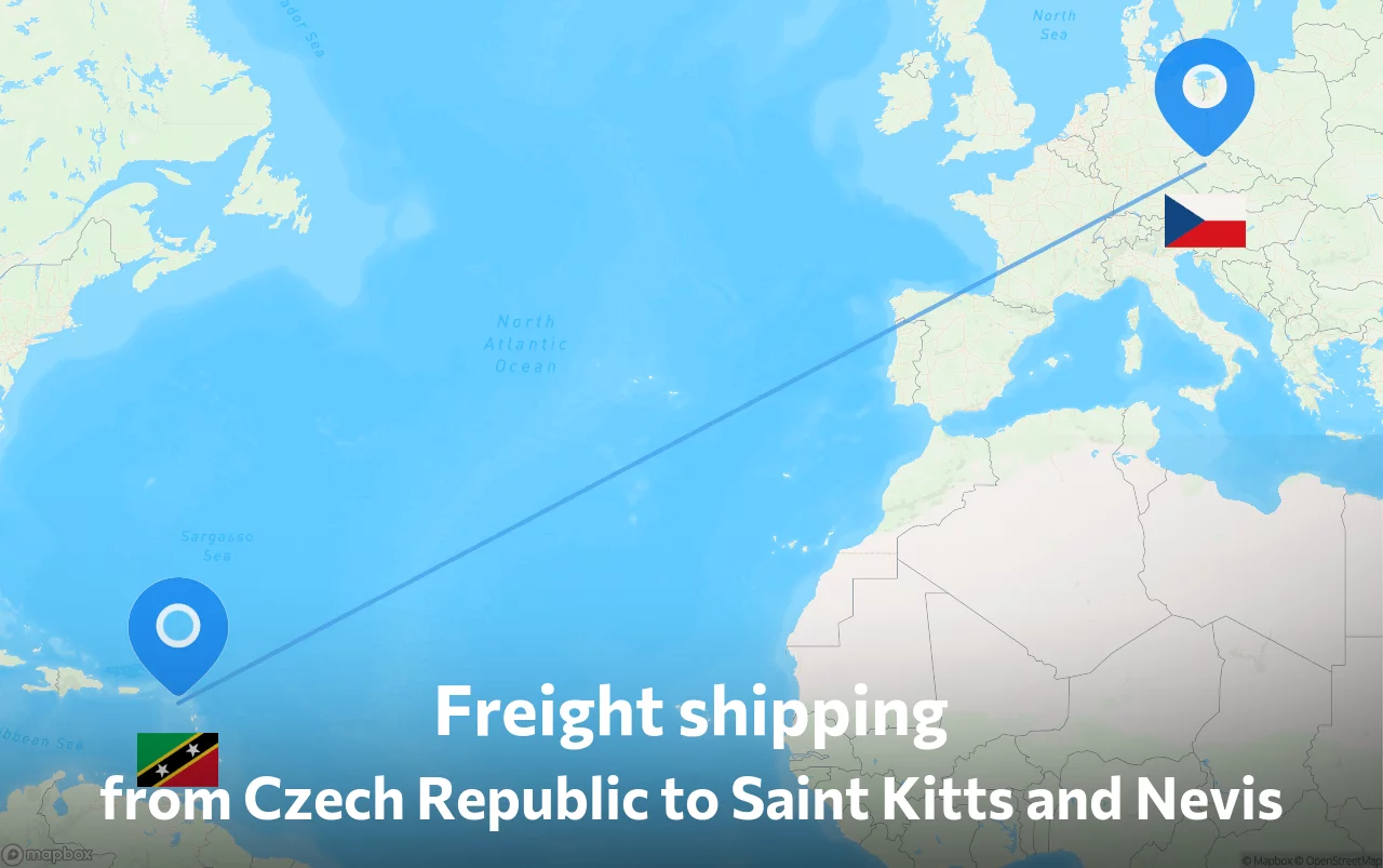 Shipping route from Czech Republic to Saint Kitts and Nevis