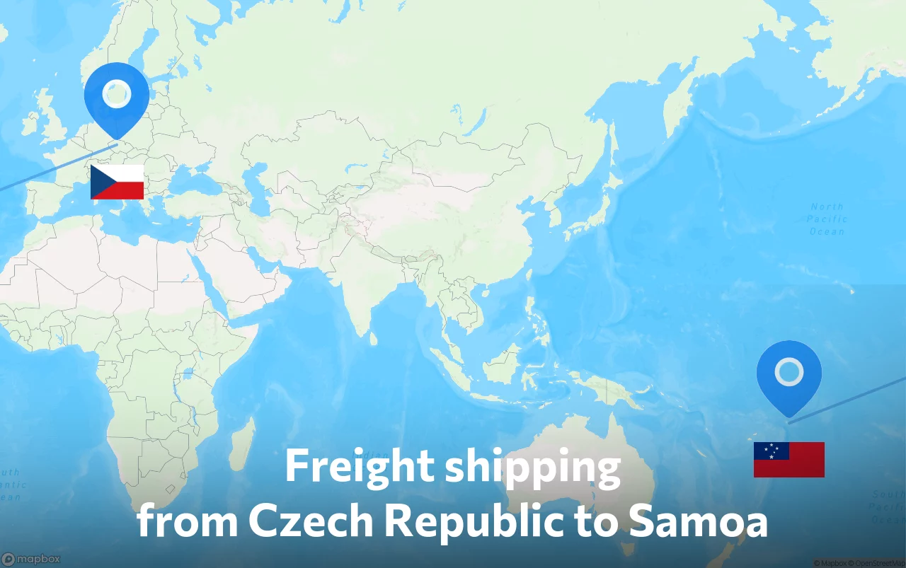 Shipping route from Czech Republic to Samoa