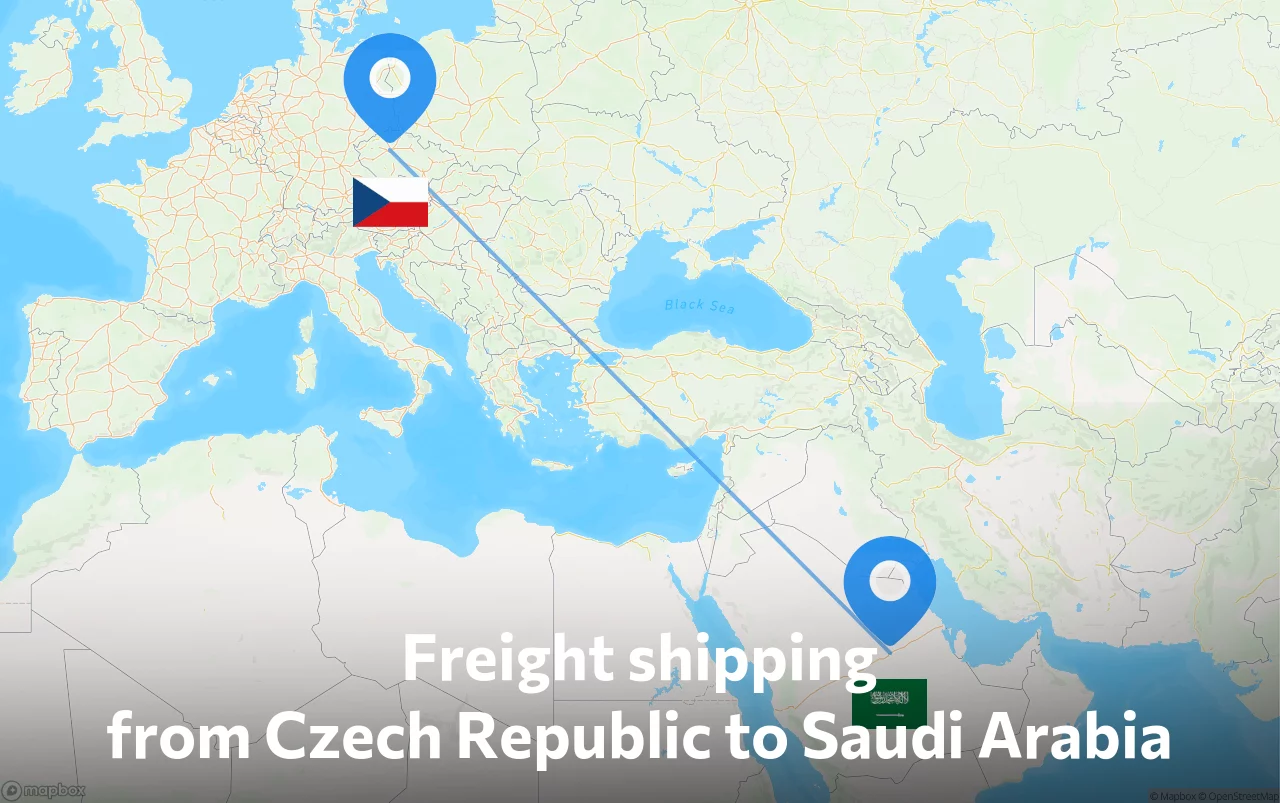 Shipping route from Czech Republic to Saudi Arabia