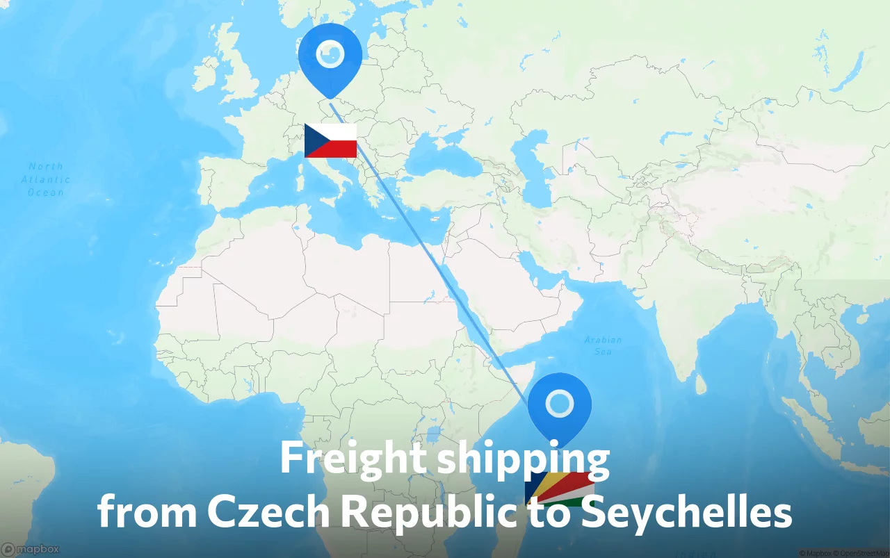 Shipping route from Czech Republic to Seychelles