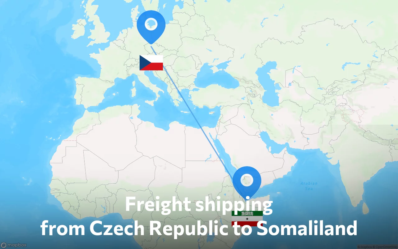 Shipping route from Czech Republic to Somaliland