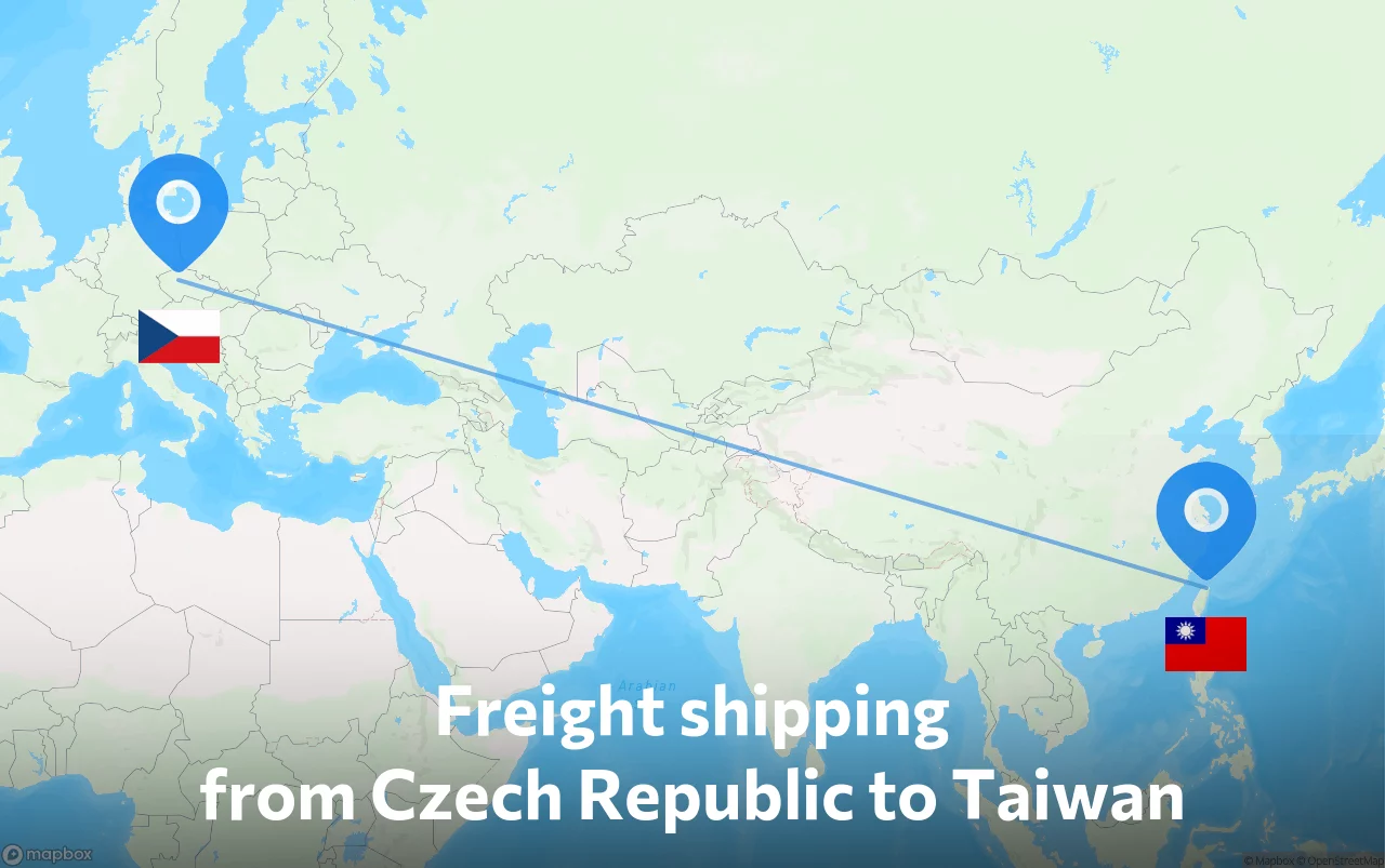 Shipping route from Czech Republic to Taiwan