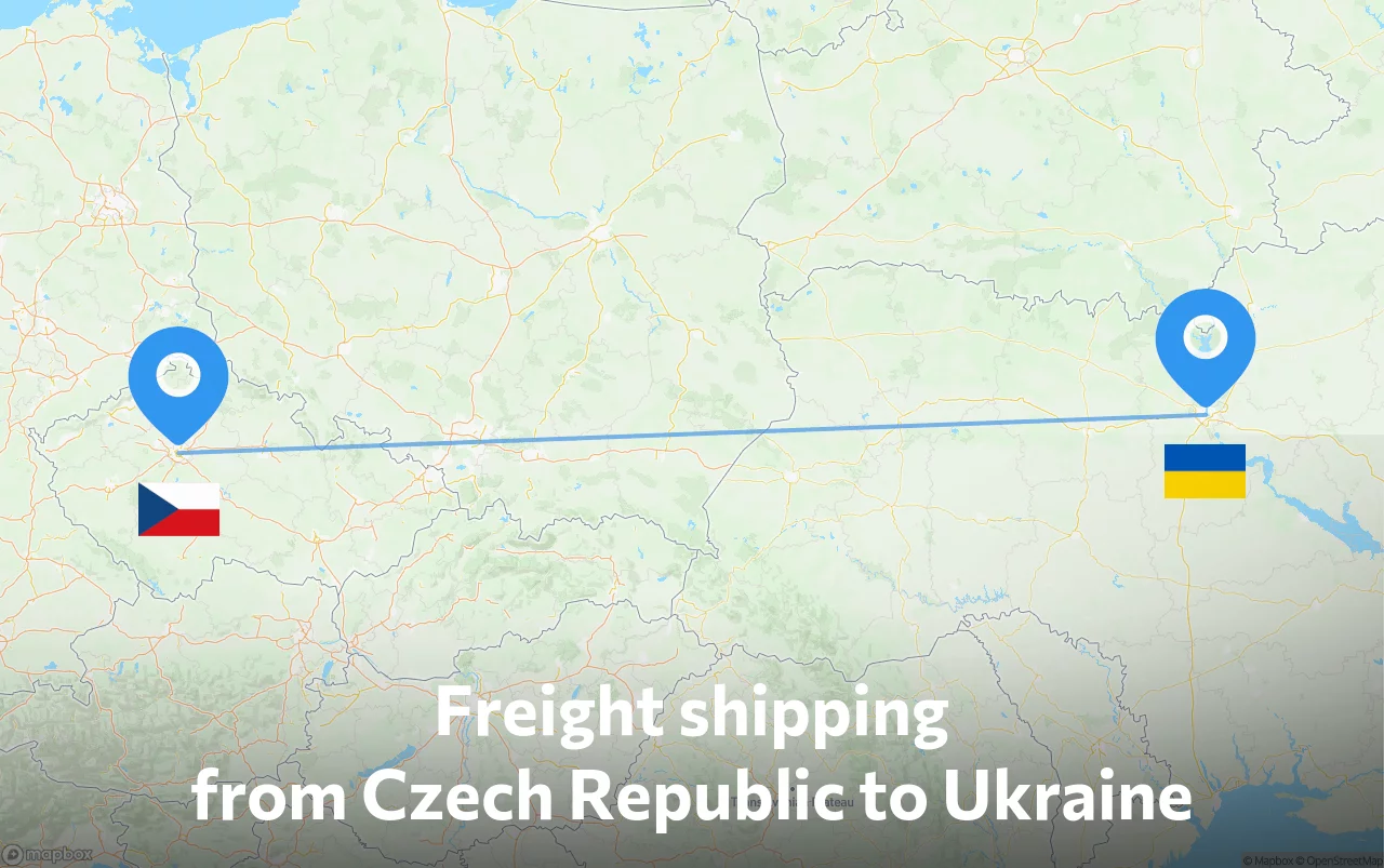Shipping route from Czech Republic to Ukraine
