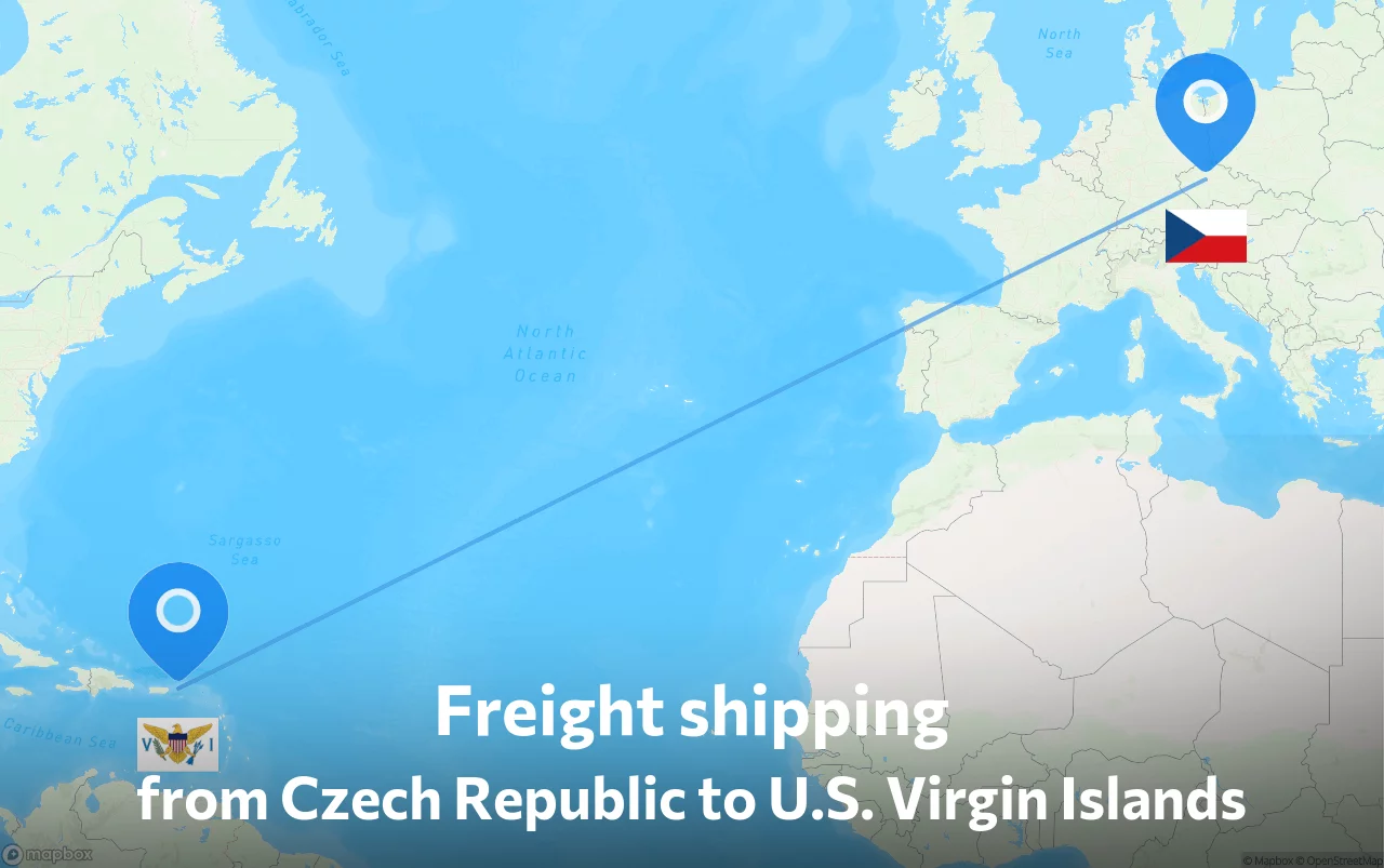 Shipping route from Czech Republic to U.S. Virgin Islands