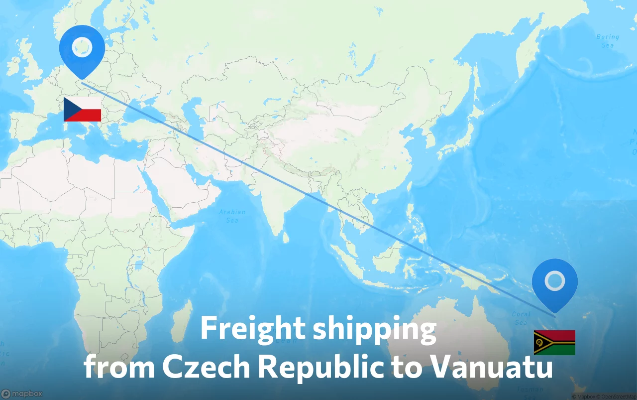 Shipping route from Czech Republic to Vanuatu