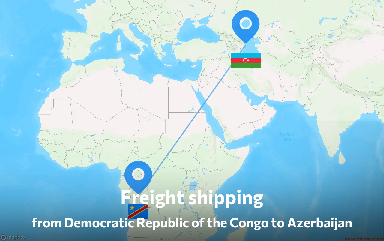 Shipping route from Democratic Republic of the Congo to Azerbaijan
