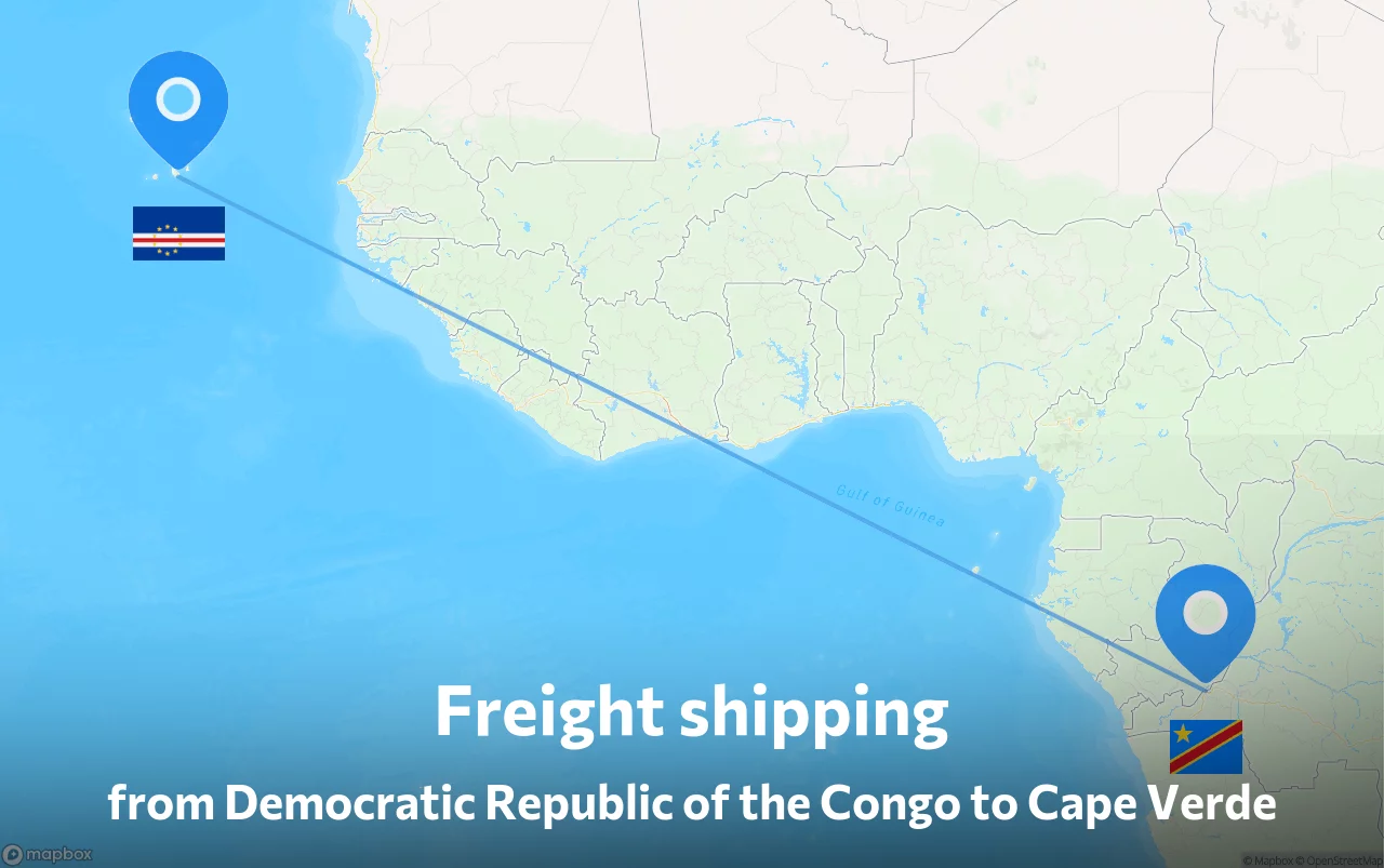 Shipping route from Democratic Republic of the Congo to Cape Verde