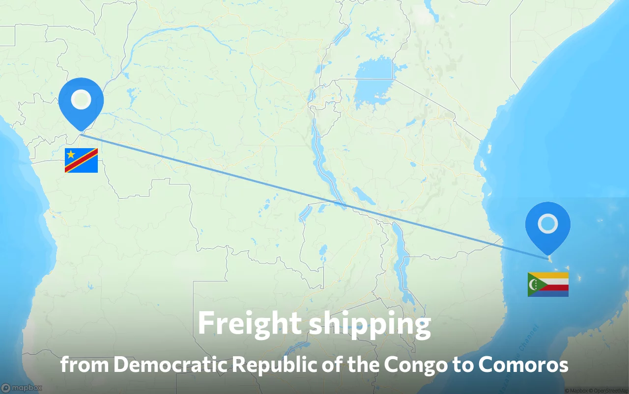 Shipping route from Democratic Republic of the Congo to Comoros