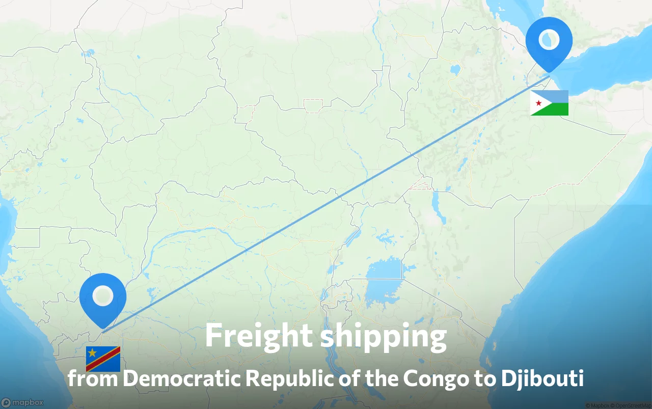 Shipping route from Democratic Republic of the Congo to Djibouti
