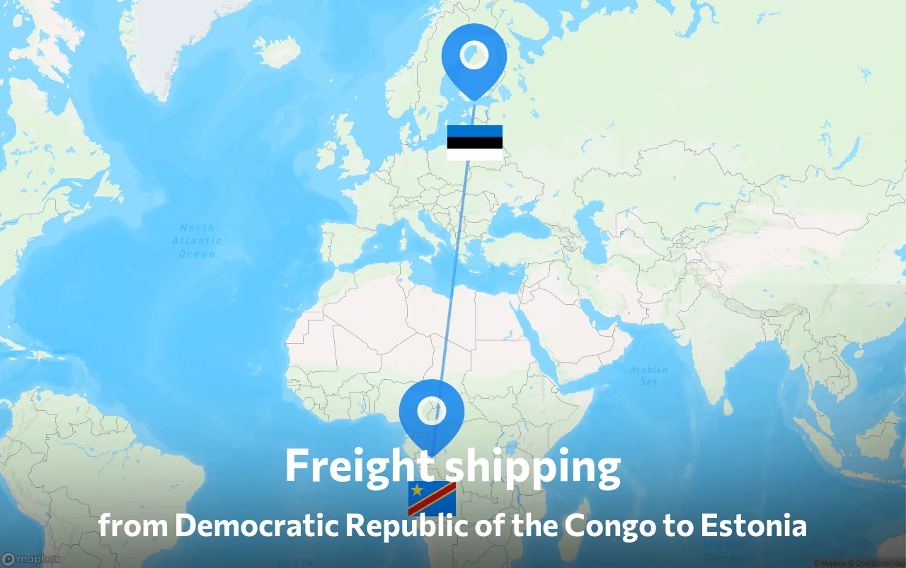 Shipping route from Democratic Republic of the Congo to Estonia