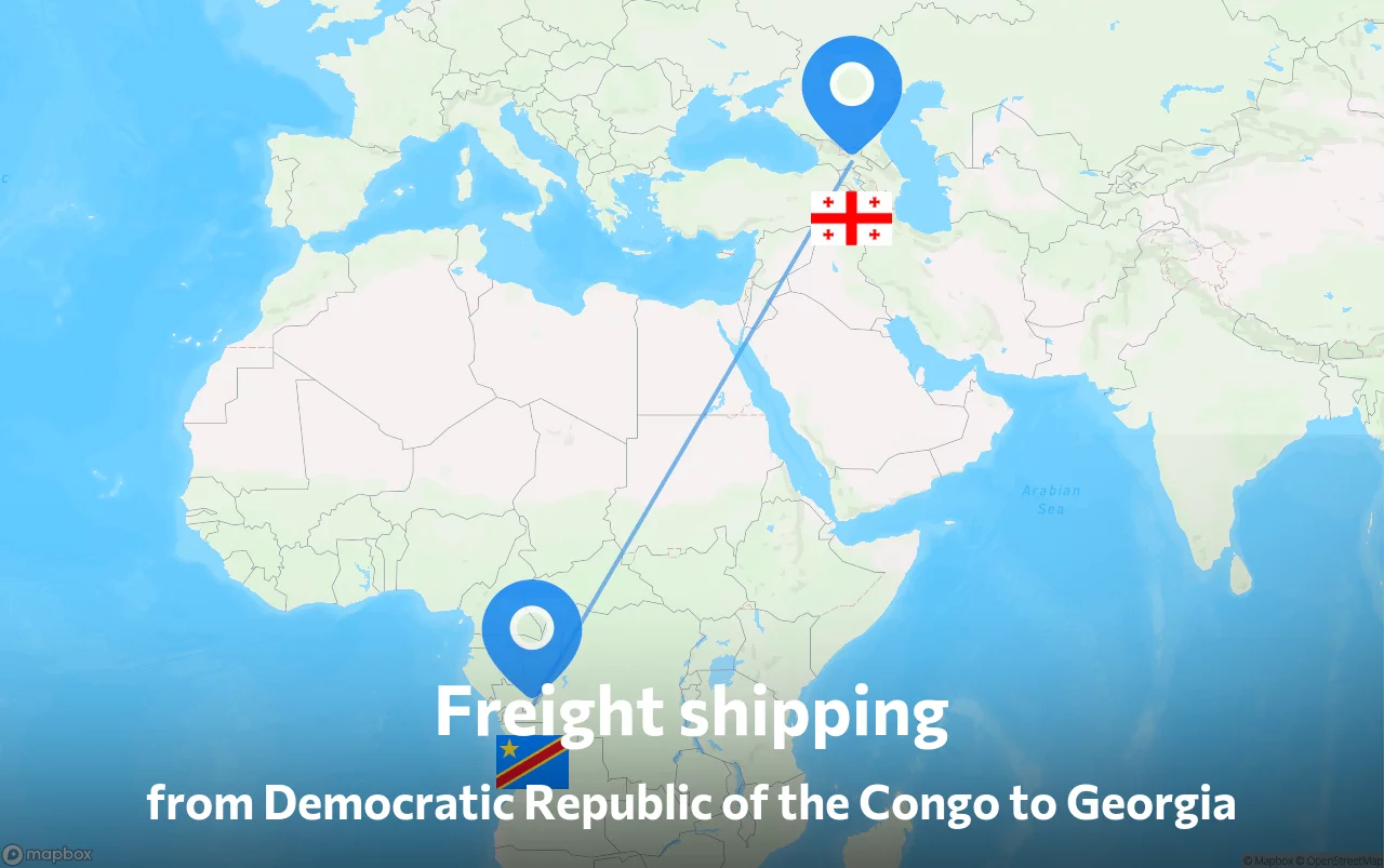 Shipping route from Democratic Republic of the Congo to Georgia