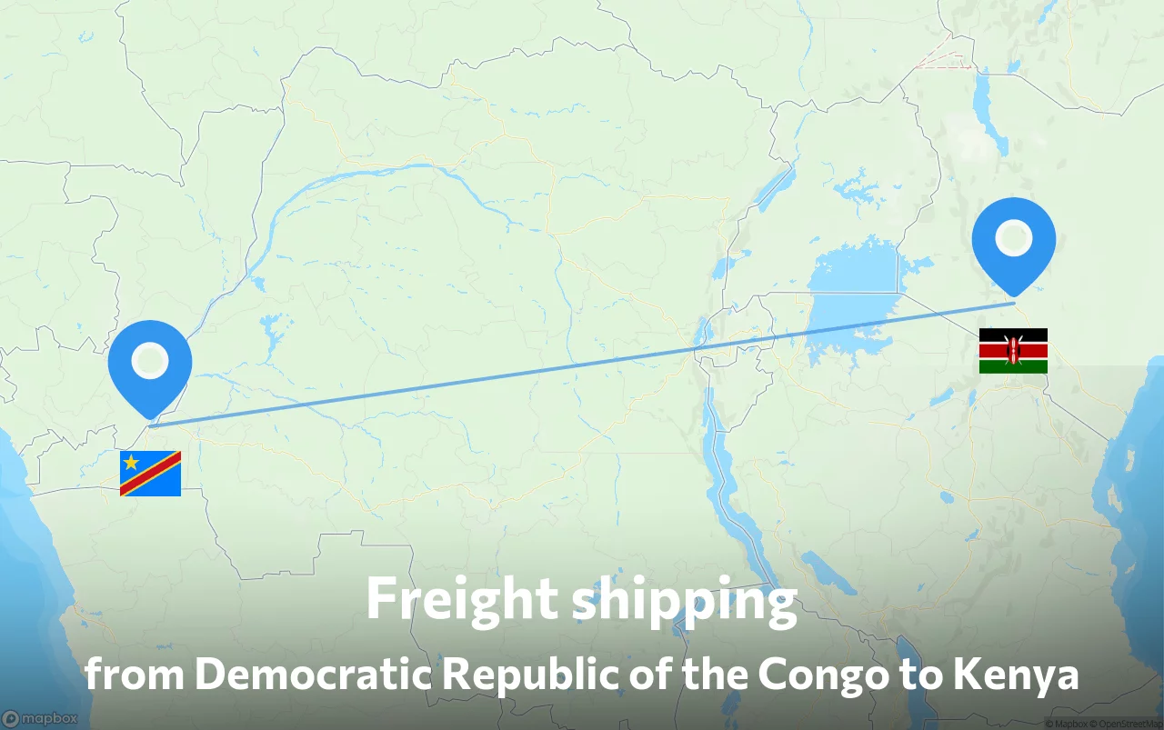 Shipping route from Democratic Republic of the Congo to Kenya