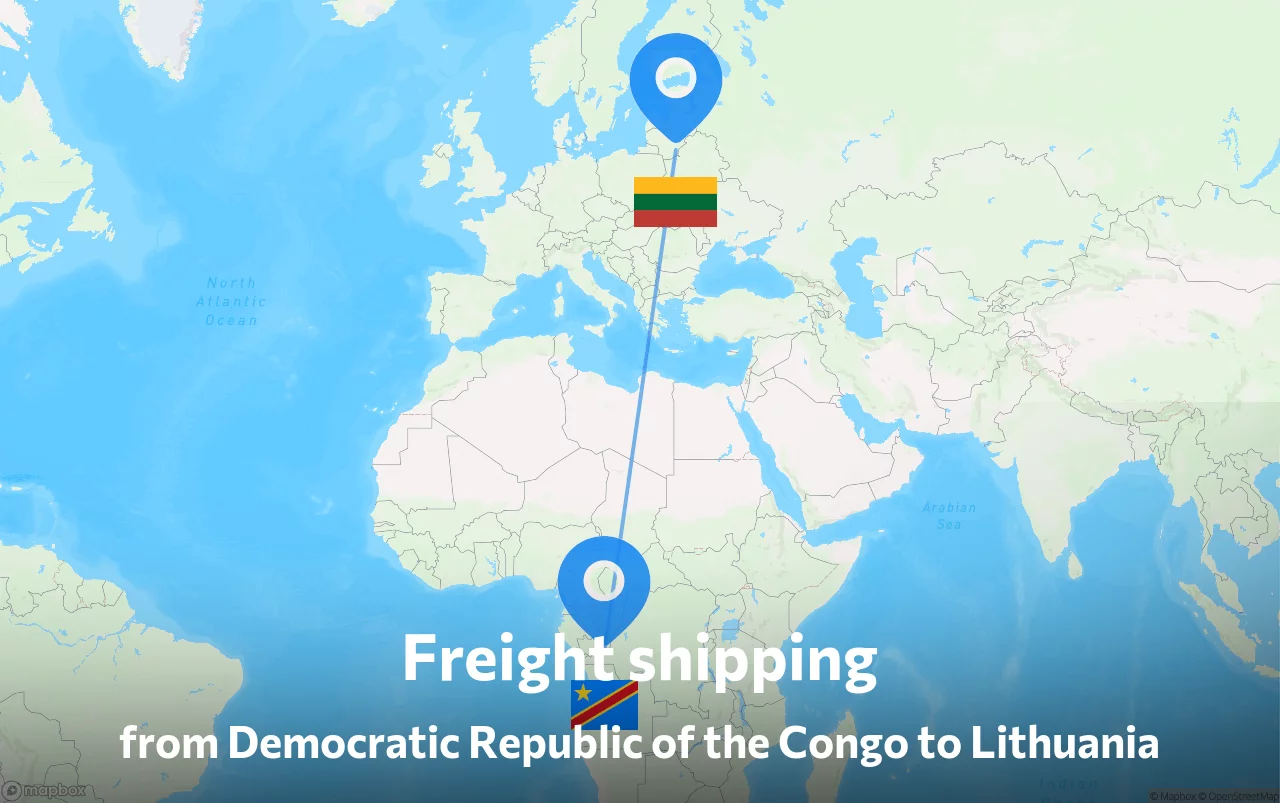 Shipping route from Democratic Republic of the Congo to Lithuania