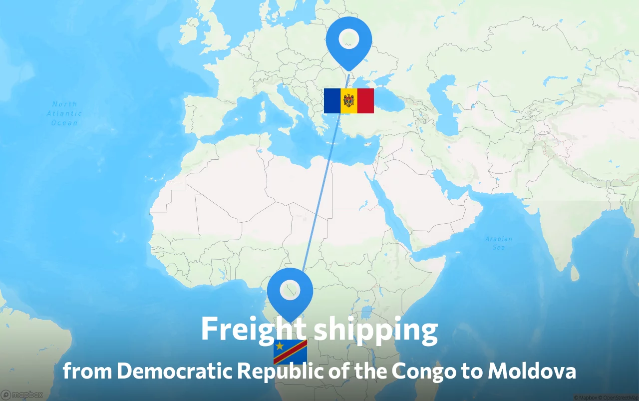 Shipping route from Democratic Republic of the Congo to Moldova