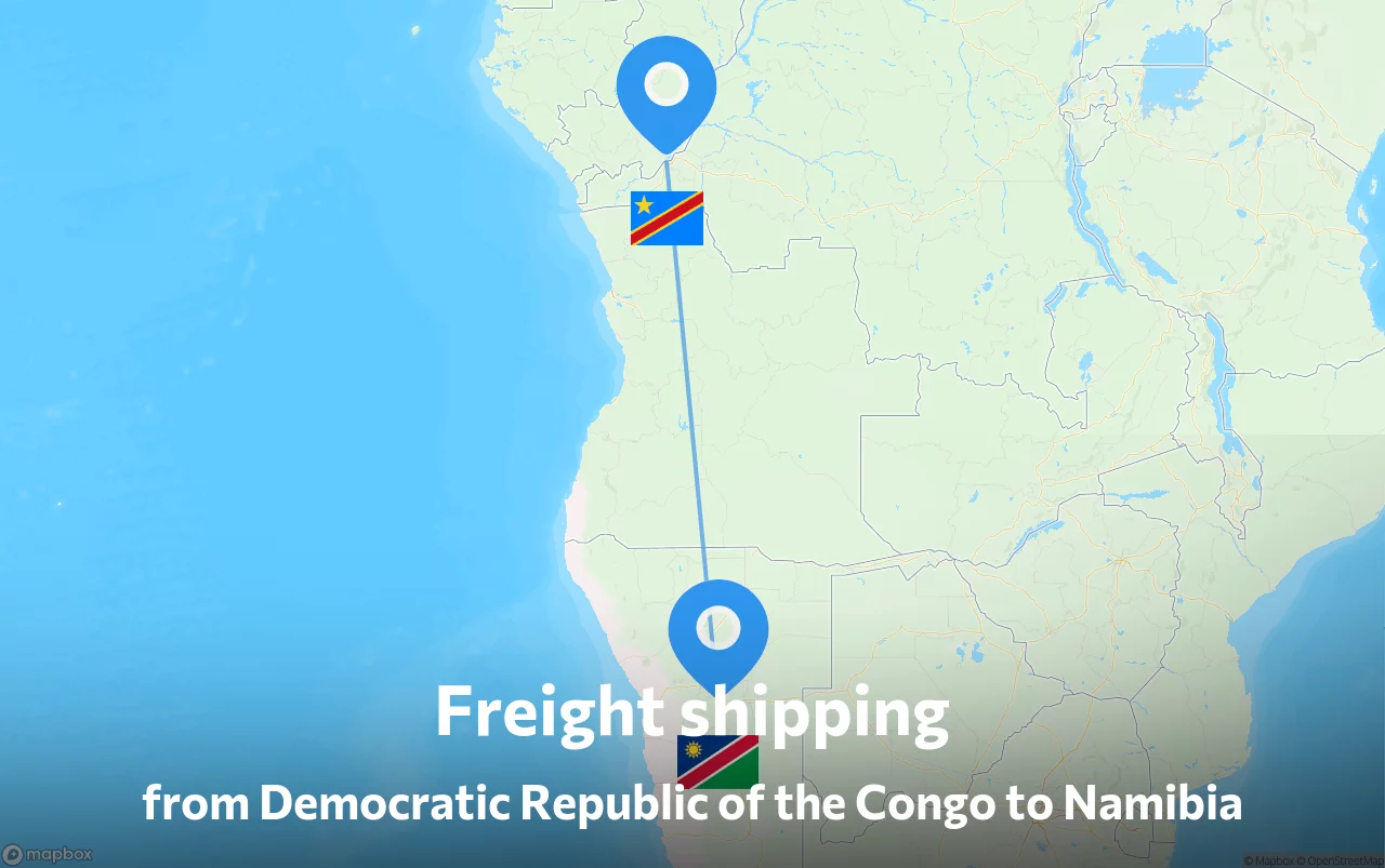 Shipping route from Democratic Republic of the Congo to Namibia