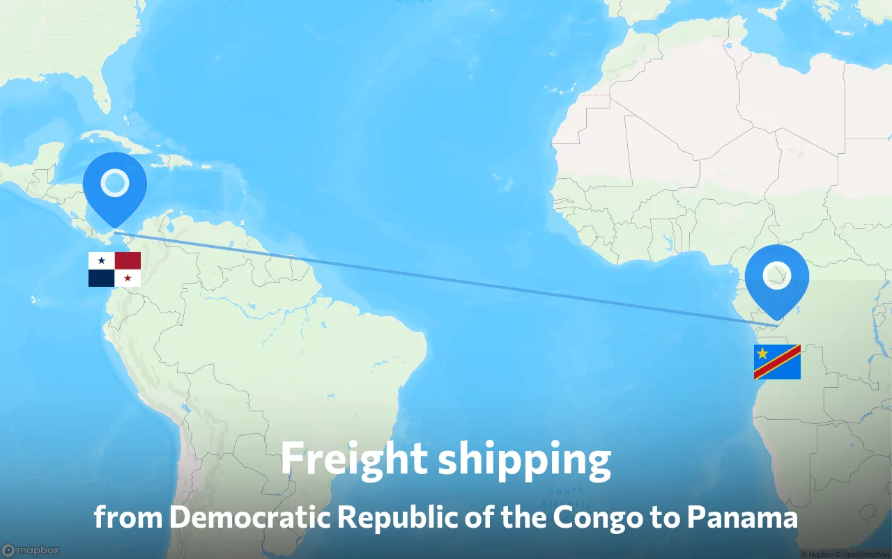 Shipping route from Democratic Republic of the Congo to Panama