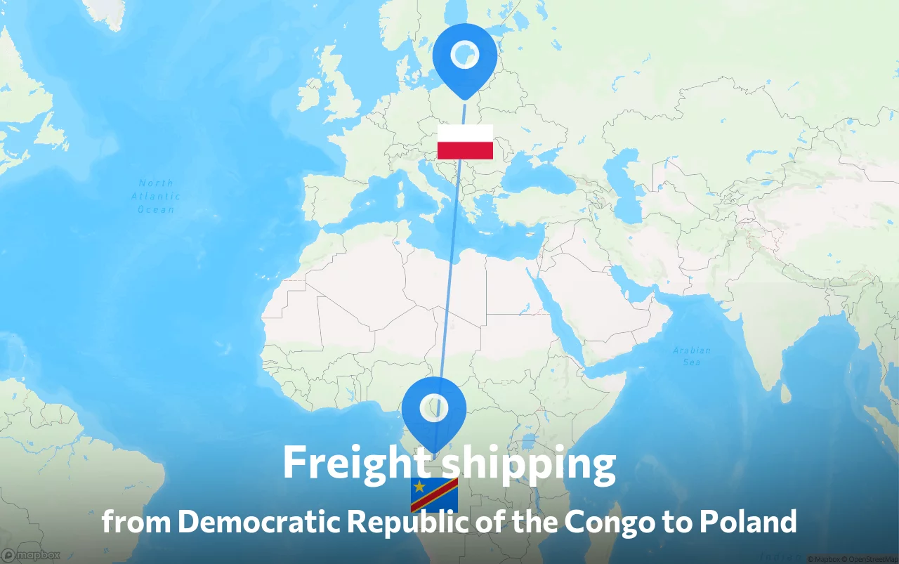 Shipping route from Democratic Republic of the Congo to Poland