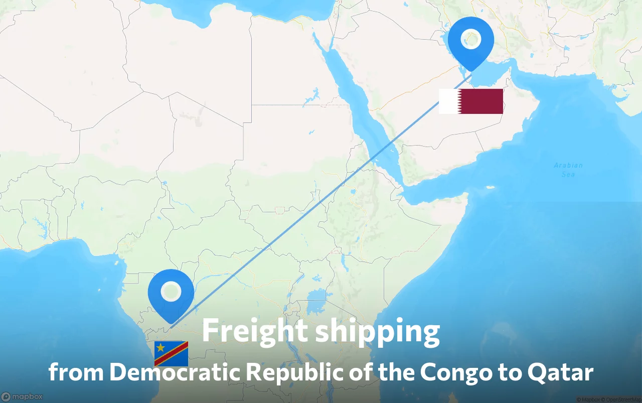 Shipping route from Democratic Republic of the Congo to Qatar