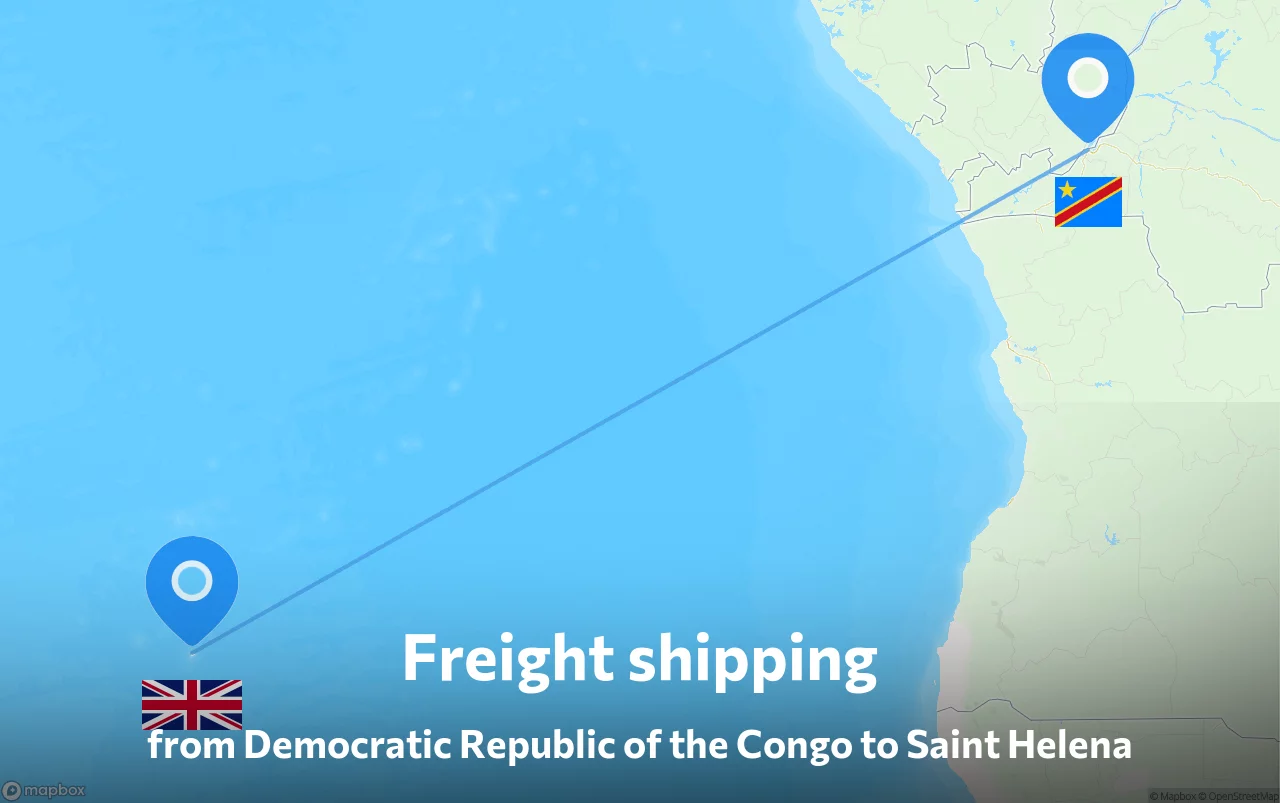 Shipping route from Democratic Republic of the Congo to Saint Helena