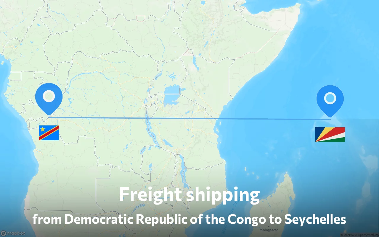 Shipping route from Democratic Republic of the Congo to Seychelles