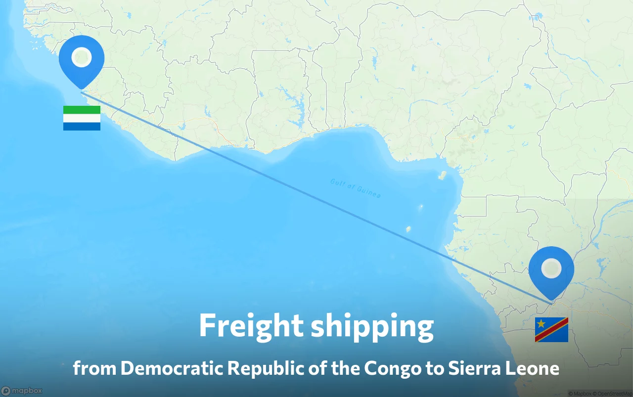 Shipping route from Democratic Republic of the Congo to Sierra Leone