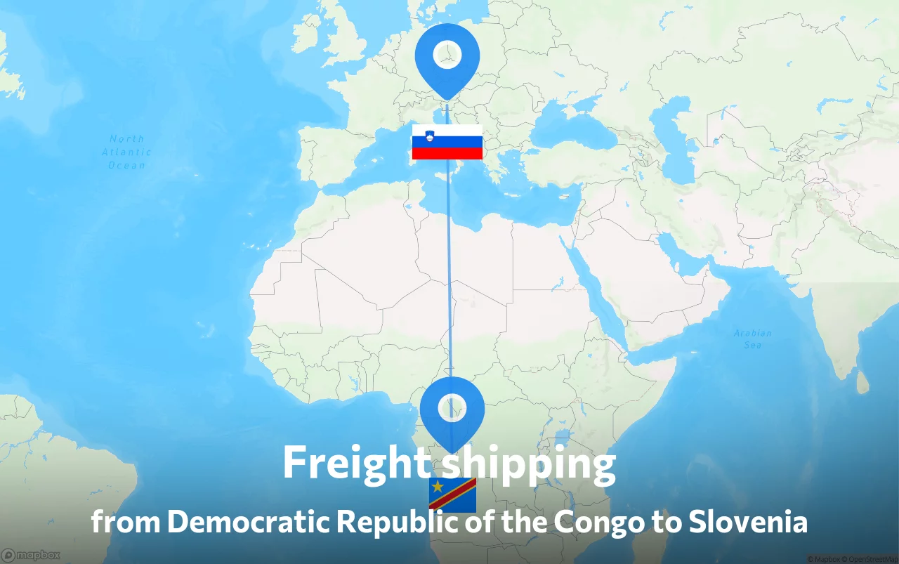Shipping route from Democratic Republic of the Congo to Slovenia