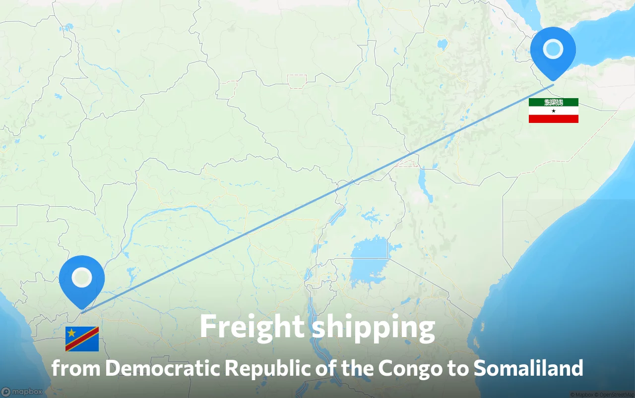 Shipping route from Democratic Republic of the Congo to Somaliland