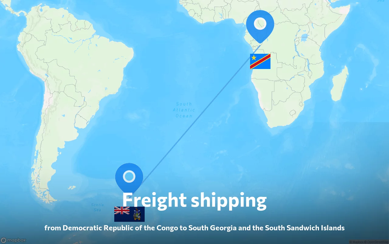Shipping route from Democratic Republic of the Congo to South Georgia and the South Sandwich Islands