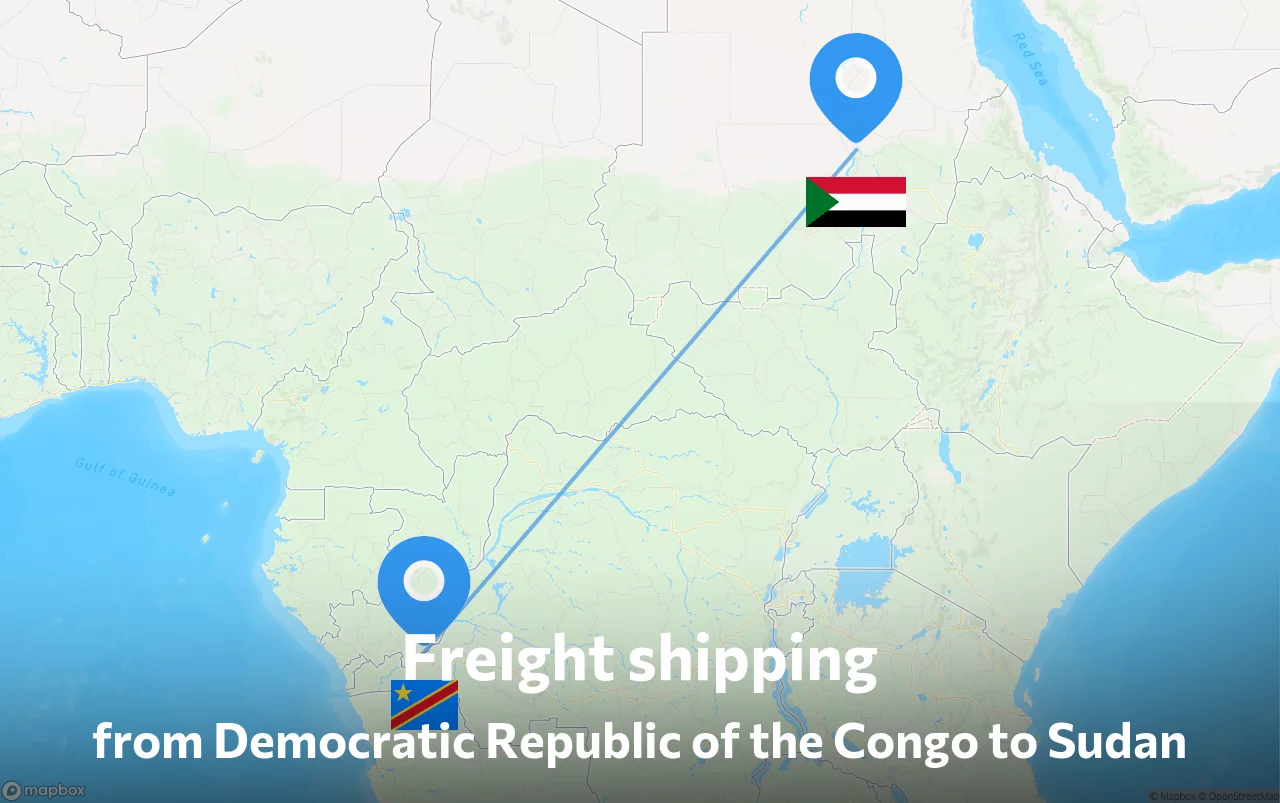 Shipping route from Democratic Republic of the Congo to Sudan