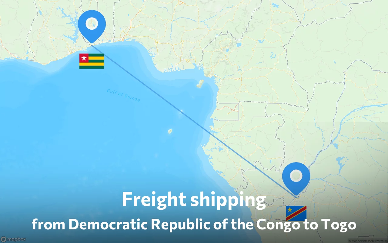 Shipping route from Democratic Republic of the Congo to Togo