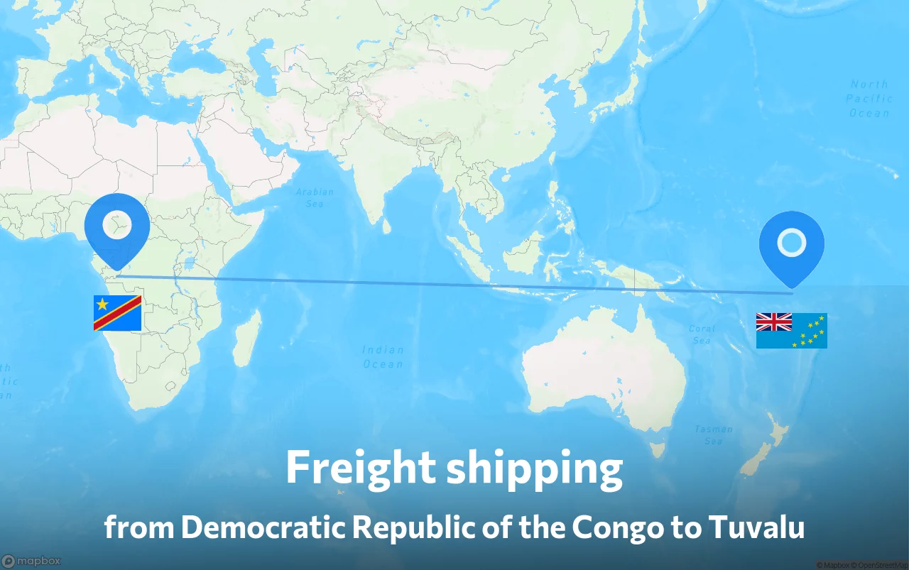 Shipping route from Democratic Republic of the Congo to Tuvalu