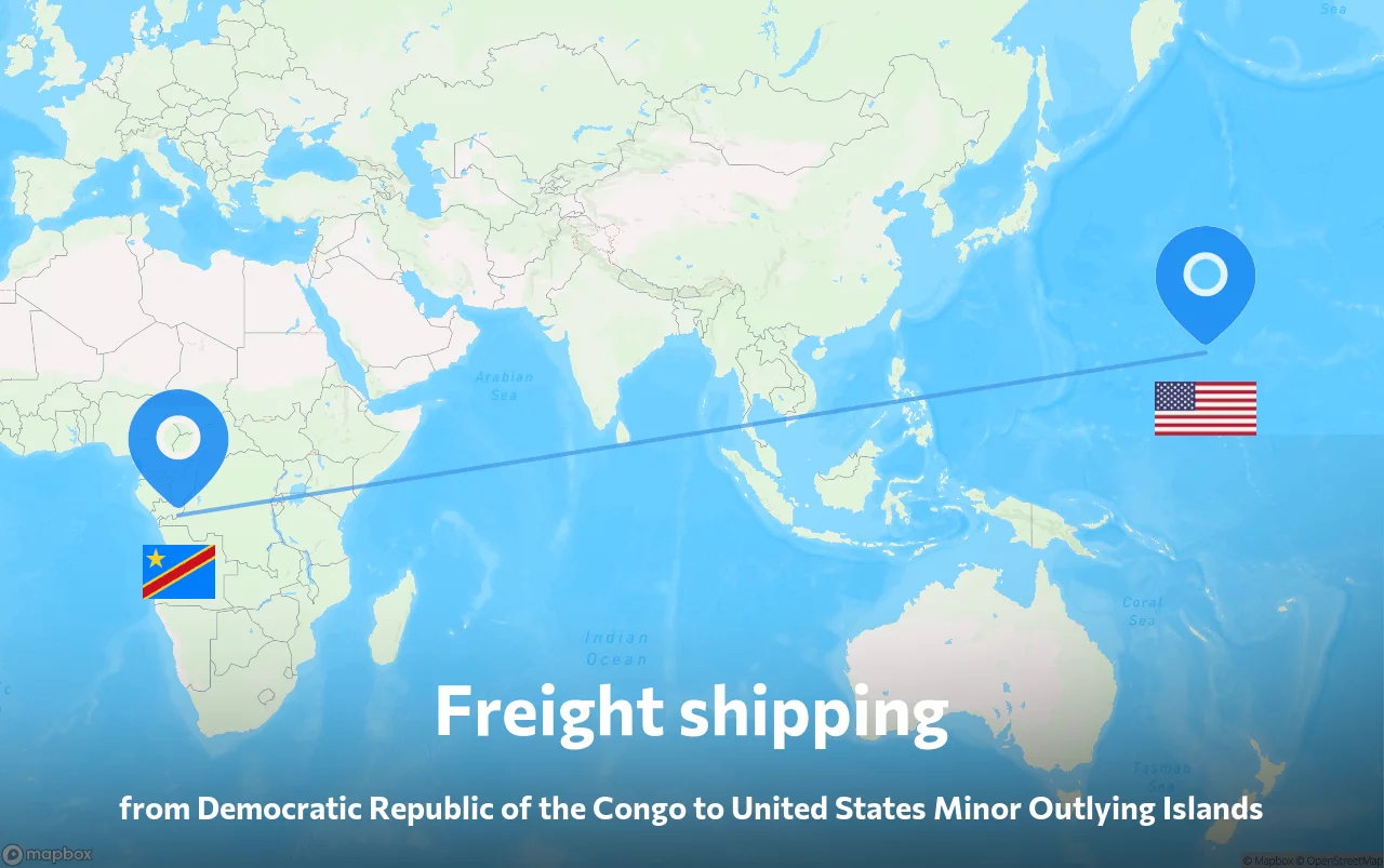 Shipping route from Democratic Republic of the Congo to United States Minor Outlying Islands