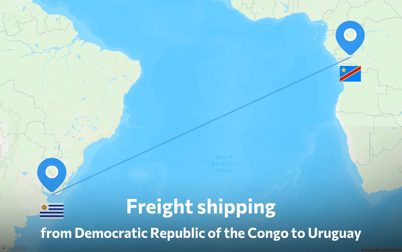 Shipping route from Democratic Republic of the Congo to Uruguay