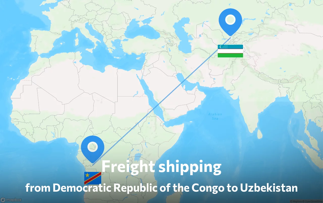 Shipping route from Democratic Republic of the Congo to Uzbekistan