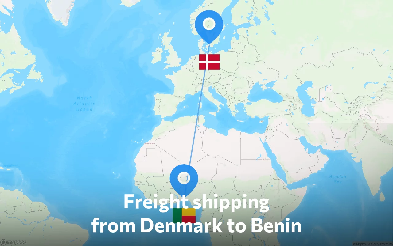 Shipping route from Denmark to Benin
