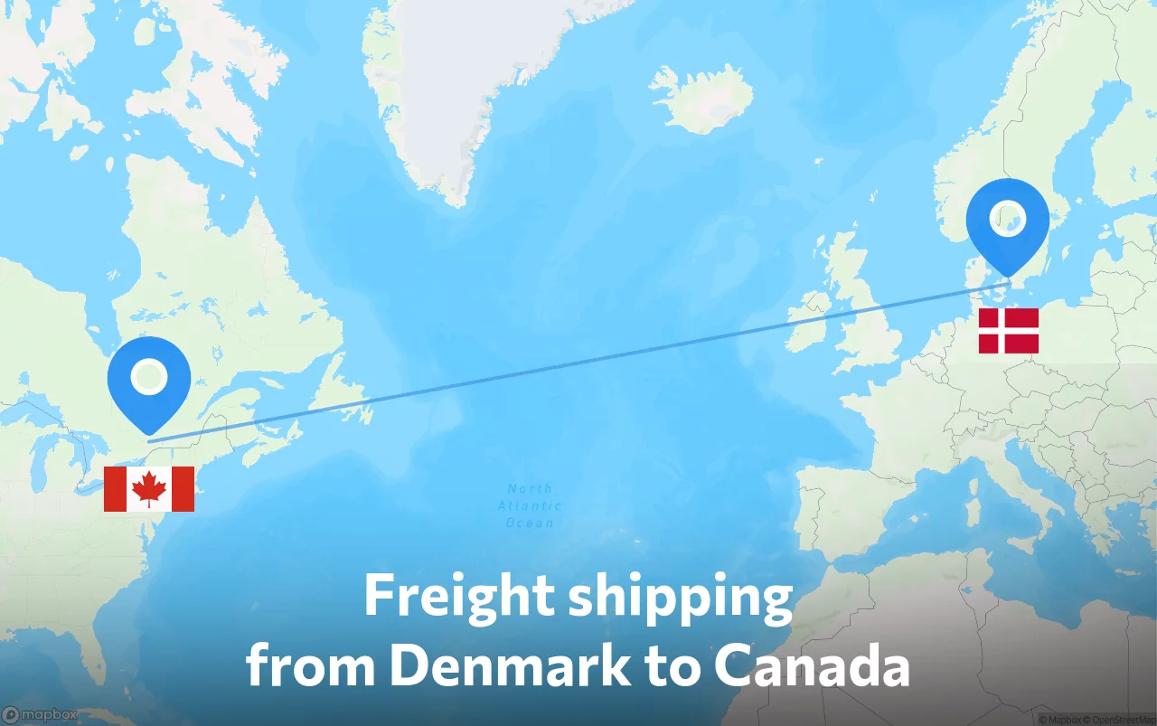 Shipping route from Denmark to Canada