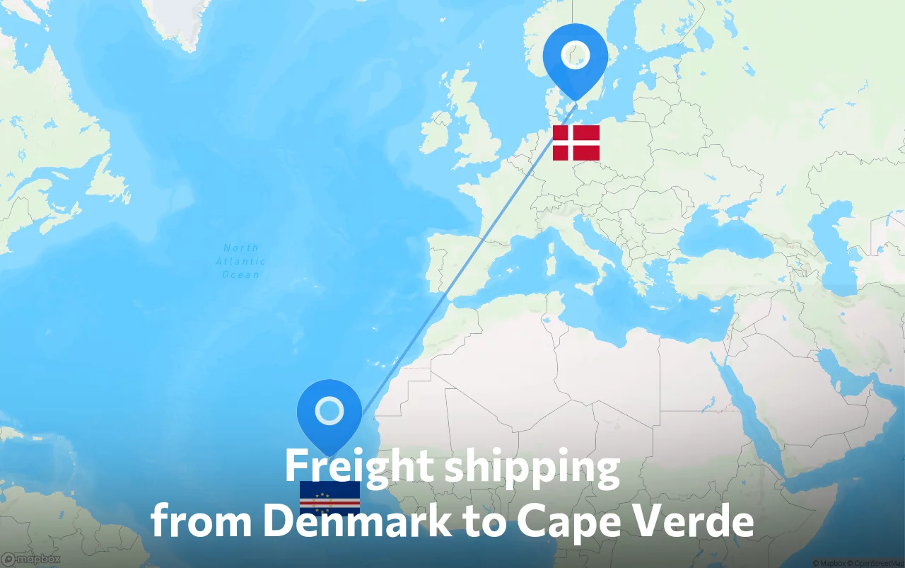Shipping route from Denmark to Cape Verde