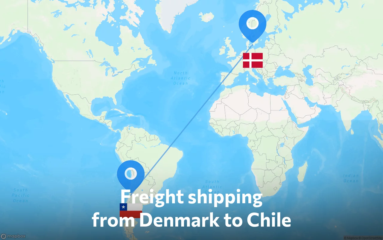 Shipping route from Denmark to Chile