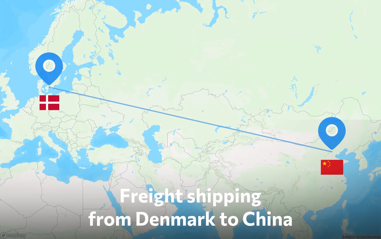 Shipping route from Denmark to China
