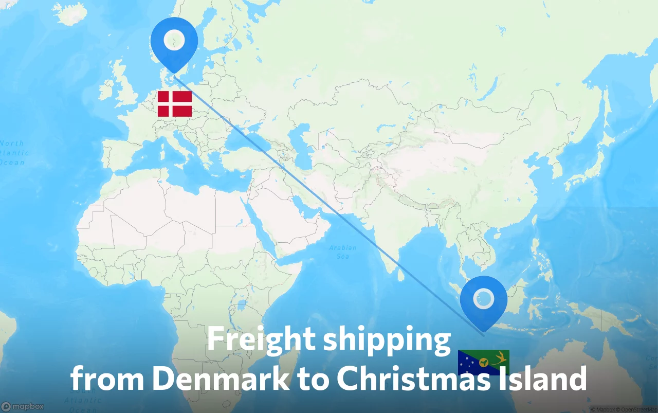 Shipping route from Denmark to Christmas Island